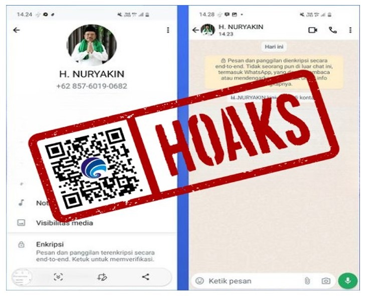 [HOAKS] Akun WhatsApp Mengatasnamakan Sekretaris Daerah Provinsi Kalimantan Tengah