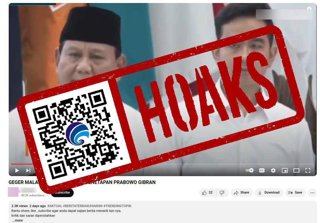 [HOAKS] Penetapan Prabowo-Gibran Ditunda KPU