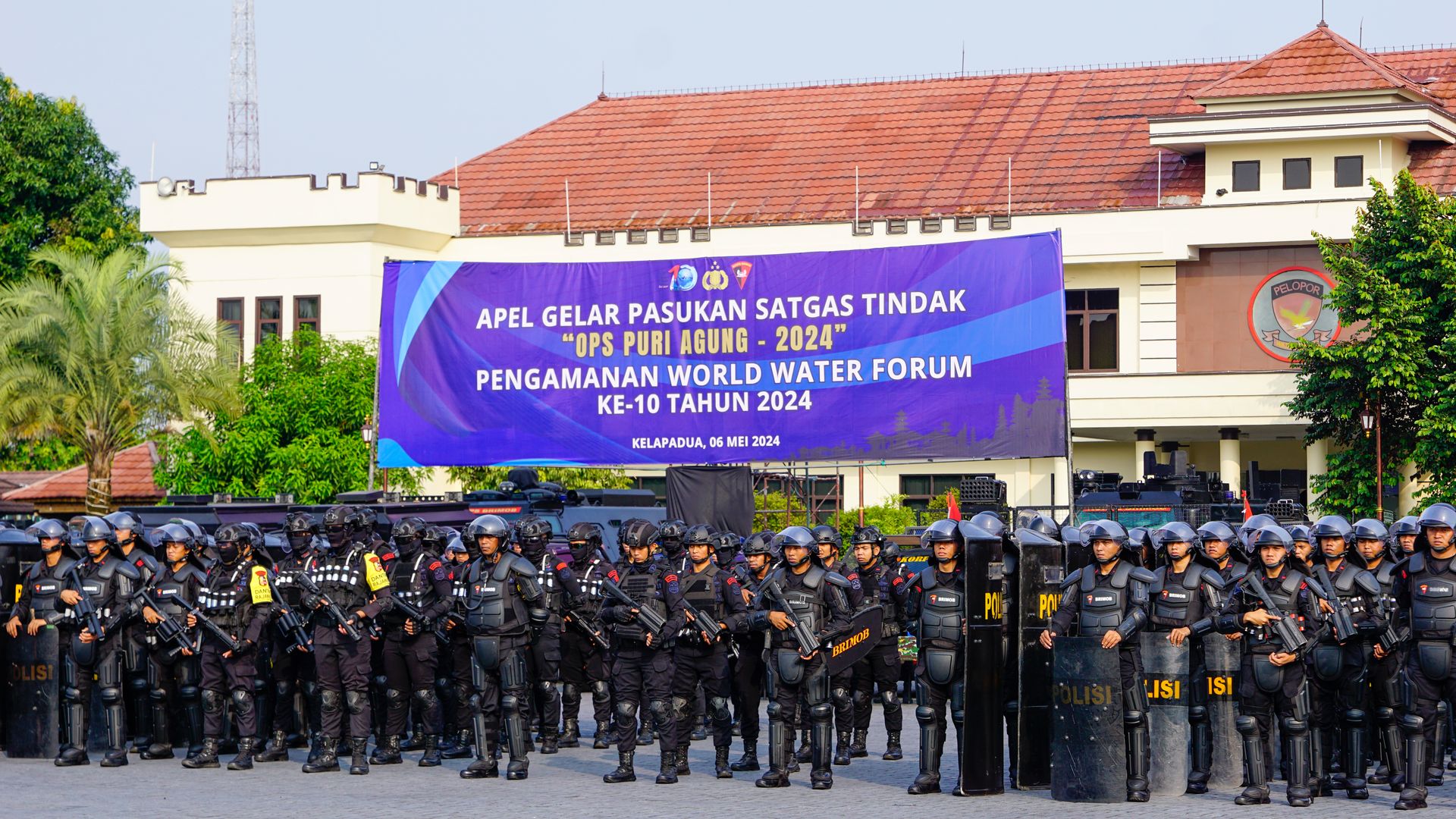 Jelang Pengamanan WWF ke-10 di Bali, Kobrimob Polri Laksanakan Apel Gelar Pasukan