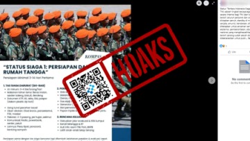 [HOAKS] Status Siaga 1, TNI Imbau Masyarakat Persiapan Darurat Rumah Tangga