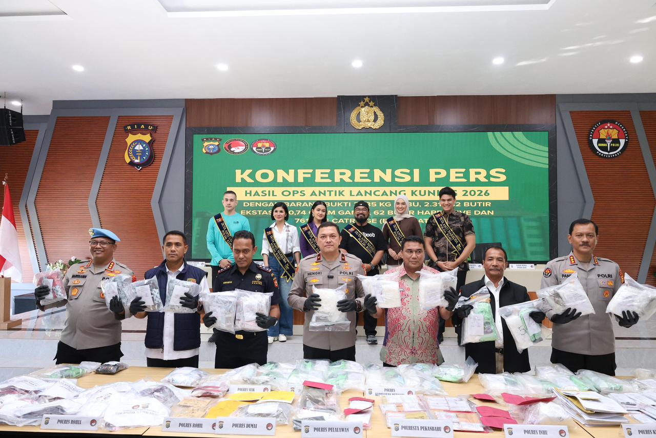 Operasi Antik LK 2026 Berakhir, Polda Riau Bongkar 435 Kasus Narkoba dan 557 Tersangka Diamankan