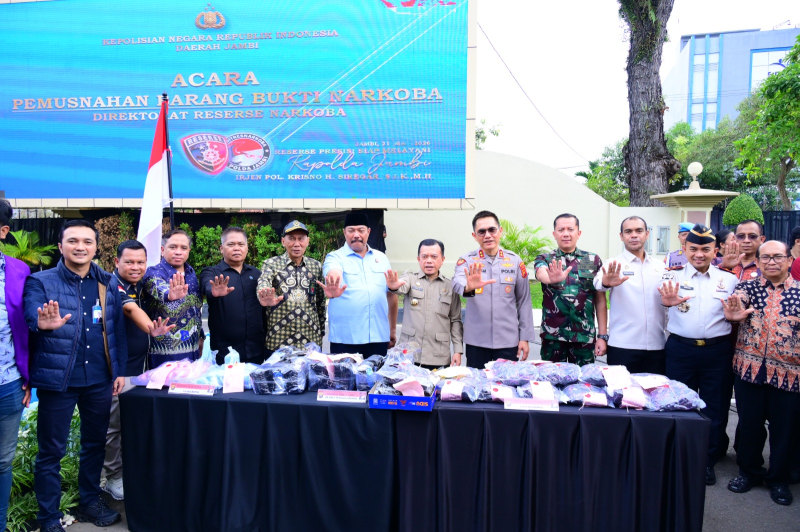Polda Jambi Musnahkan 20 kg Sabu-Sabu dan 20 ribu Butir Ekstasi