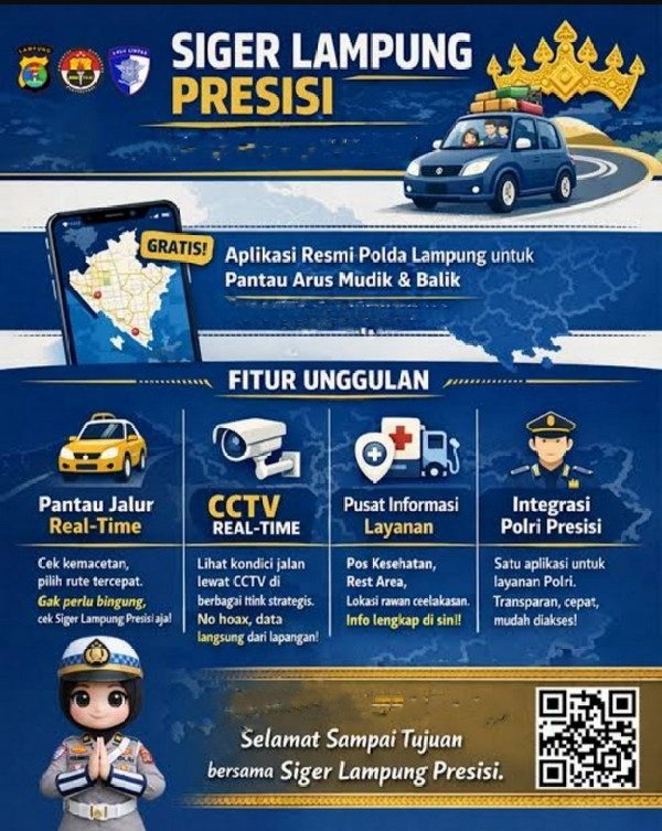 Libur Panjang Iduladha-Waisak, Polda Lampung Ajak Warga Manfaatkan Aplikasi Siger Lampung Presisi