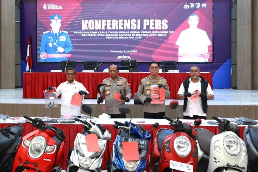 Komitmen Jaga Kamtibmas, Polda Jatim Ungkap 320 Kasus 3C dan Kejahatan Jalanan Begal Selama Mei 2026