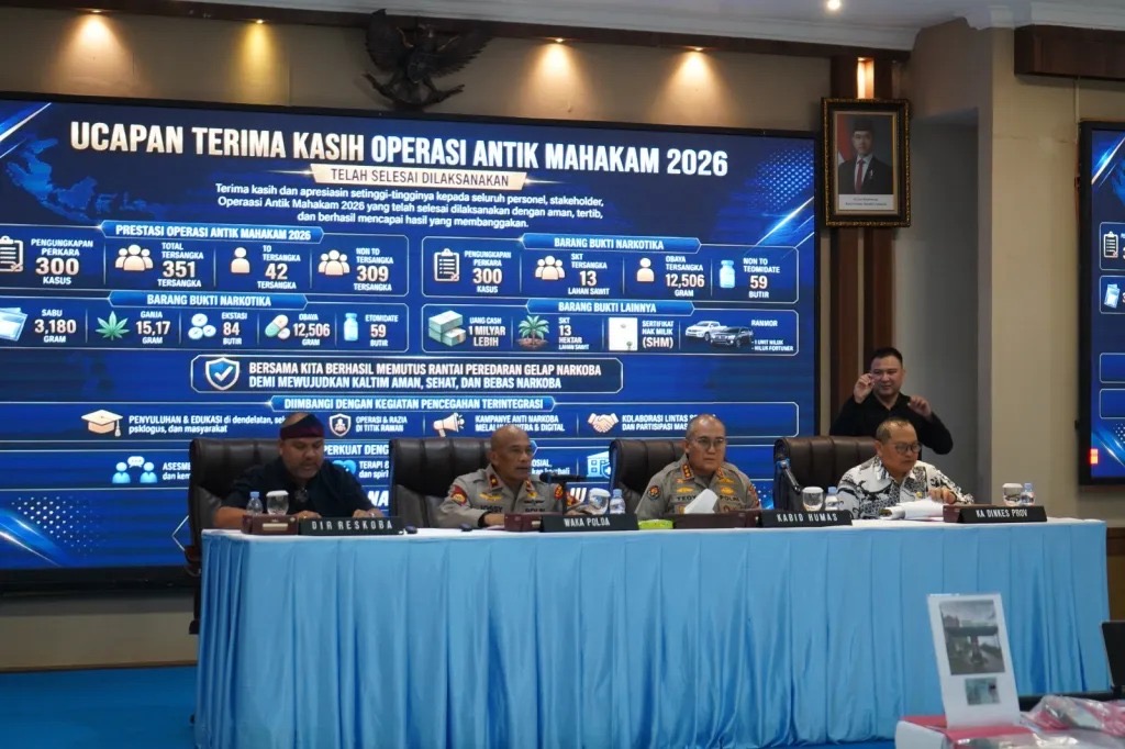 Operasi Antik Mahakam 2026, Polda Kaltim Ungkap 300 Kasus Narkoba serta Sita Aset Senilai Lebih dari Rp1 Miliar