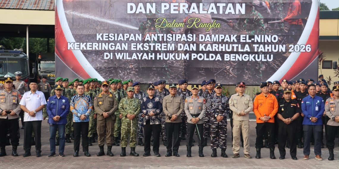 Polda Bengkulu Gelar Apel Pasukan dan Peralatan Antisipasi El Nino, Kekeringan Ekstrem serta Karhutla Tahun 2026