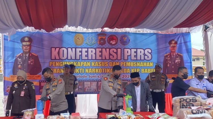 Polda Babel Musnahkan Narkoba Rp34,7 Miliar