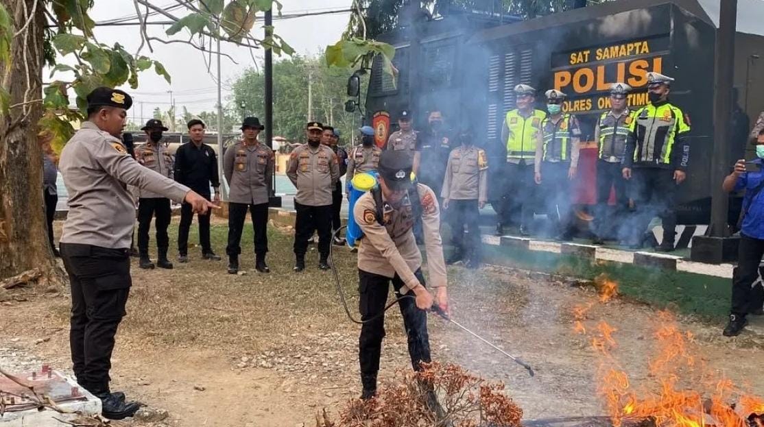 Polres OKU Timur Perkuat Kesiapan Hadapi Karhutla dengan Cairan X-Fire