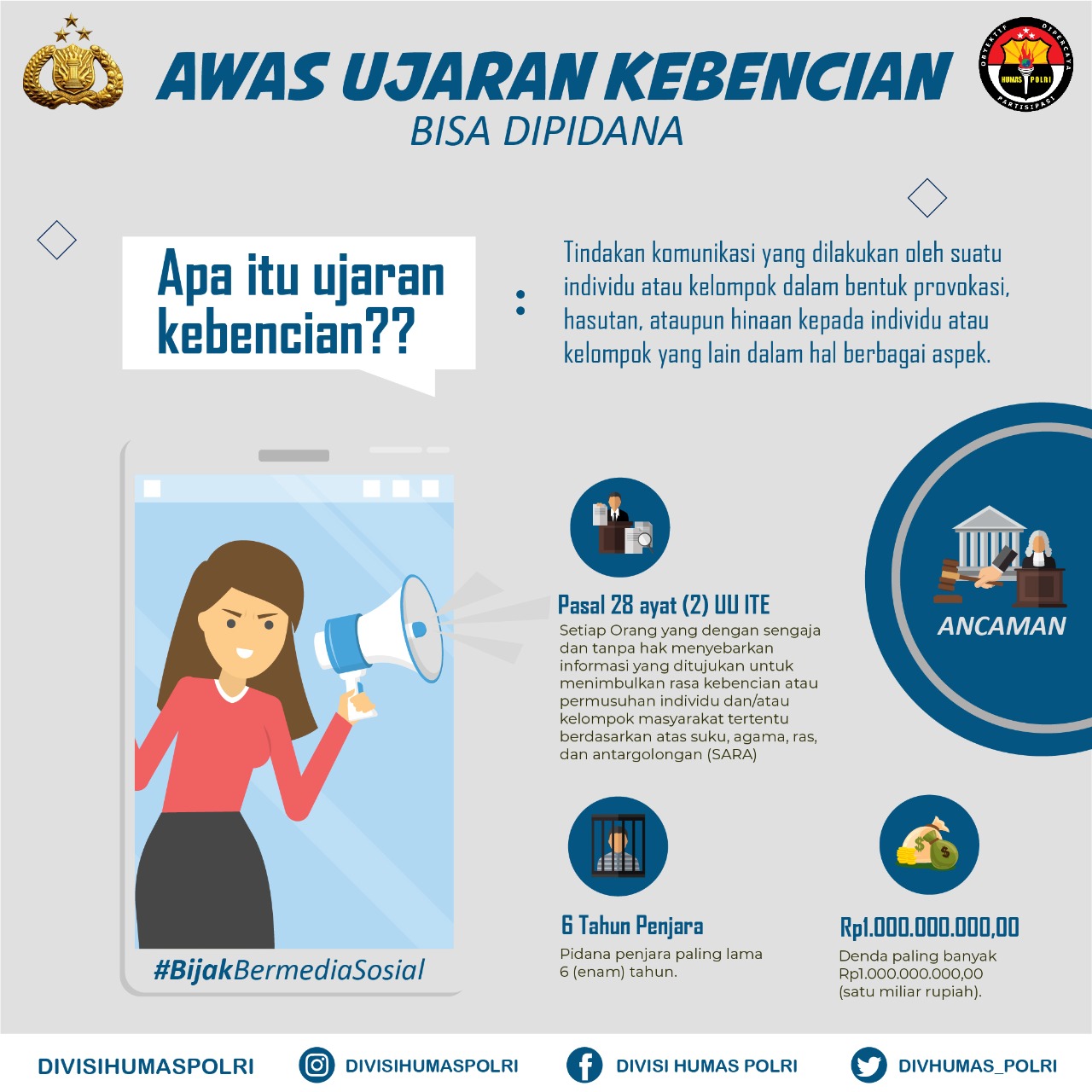 AWAS UJARAN KEBENCIAN BISA DIPIDANA