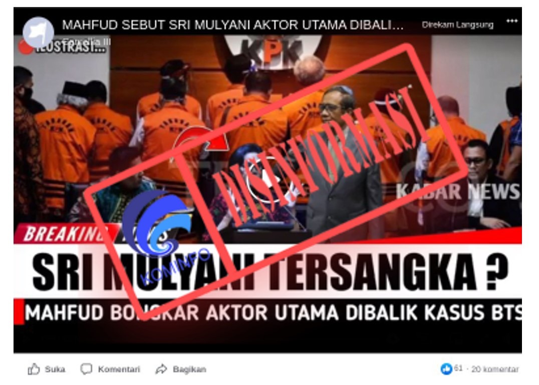 [Hoax] Mahfud MD Ungkap Sri Mulyani Aktor Utama di Balik Korupsi BTS 4G