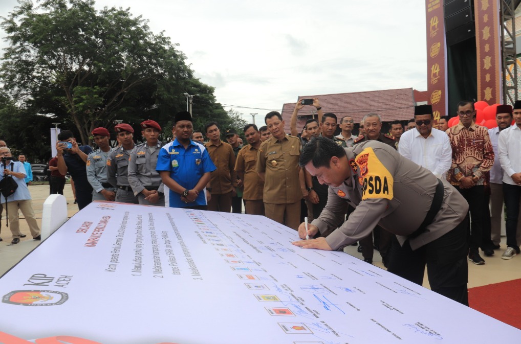 Kapolda Aceh bersama Forkopimda Deklarasikan Kampanye Pemilu Damai 2024