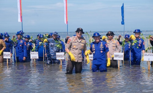 Kakorpolairud Baharkam Polri Pimpin Penanaman Pohon Mangrove Di Takalar