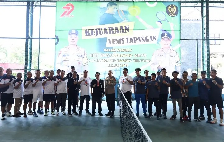 Kapolda Babel Buka Turnamen Tenis Lapangan Cup 2025 Sambut HUT Bhayangkara Ke-79