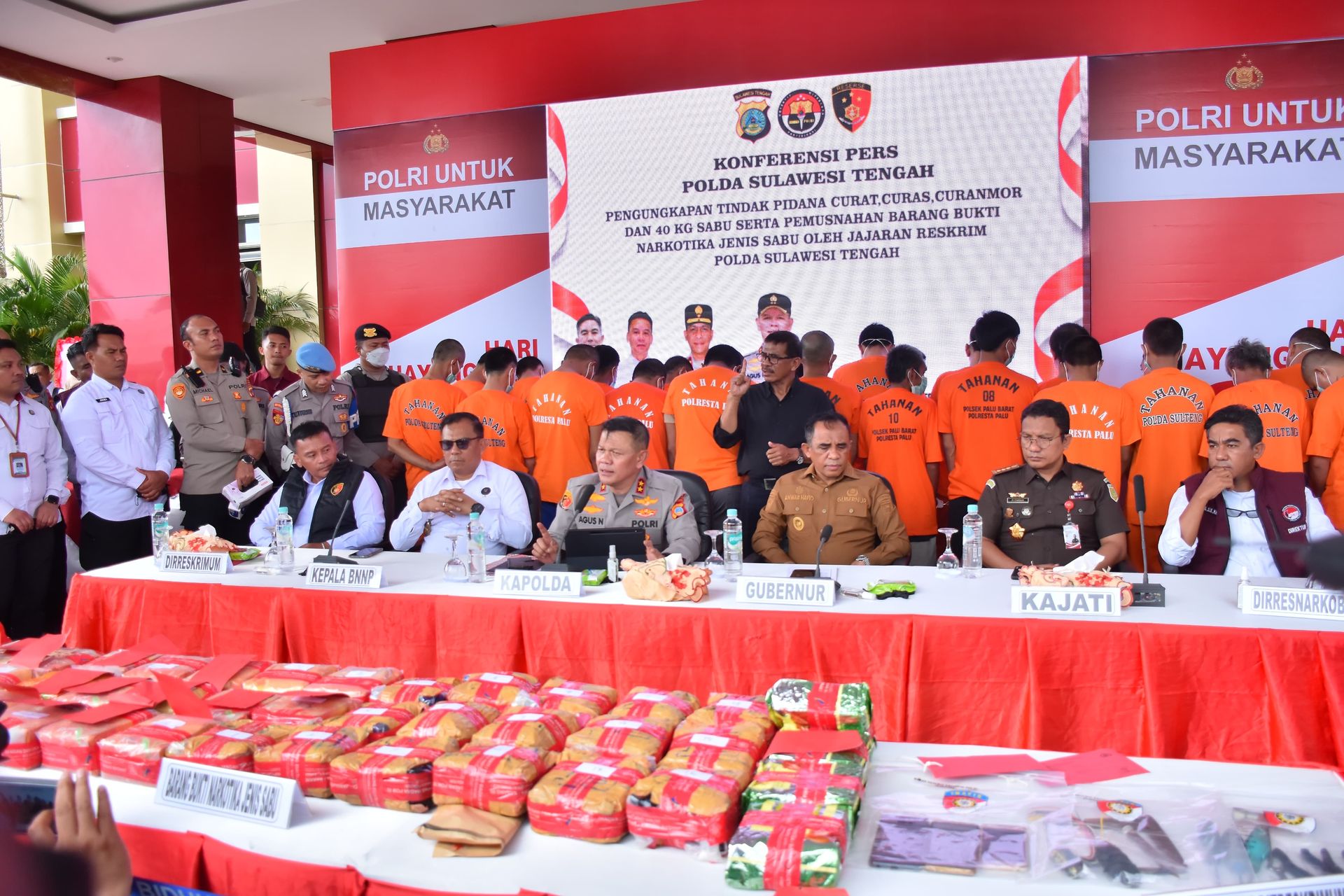 Jelang HUT Bhayangkara Ke-79, Kapolda Sulteng Pimpin Pemusnahan Barang Bukti Narkotika Sabu 40 Kg