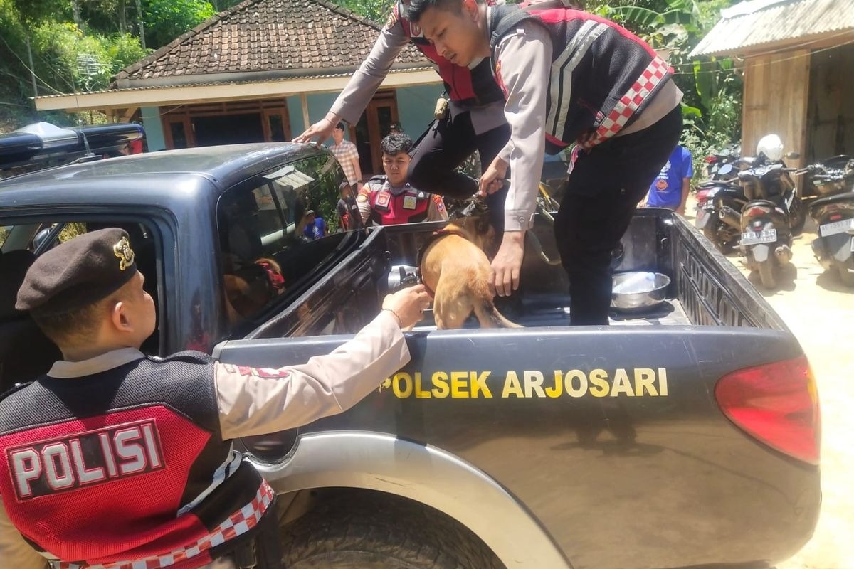 Pencarian Pelaku Pembunuhan di Kecamatan Arjosari, Polisi Kerahkan Anjing Pelacak K9