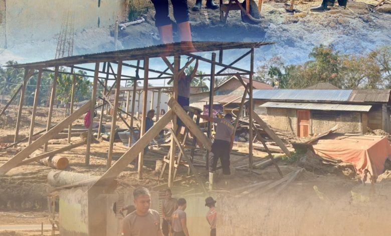 Brimob Sumut Terus Mendampingi Warga, Pembersihan Rumah dan Masjid Capai Progres Signifikan